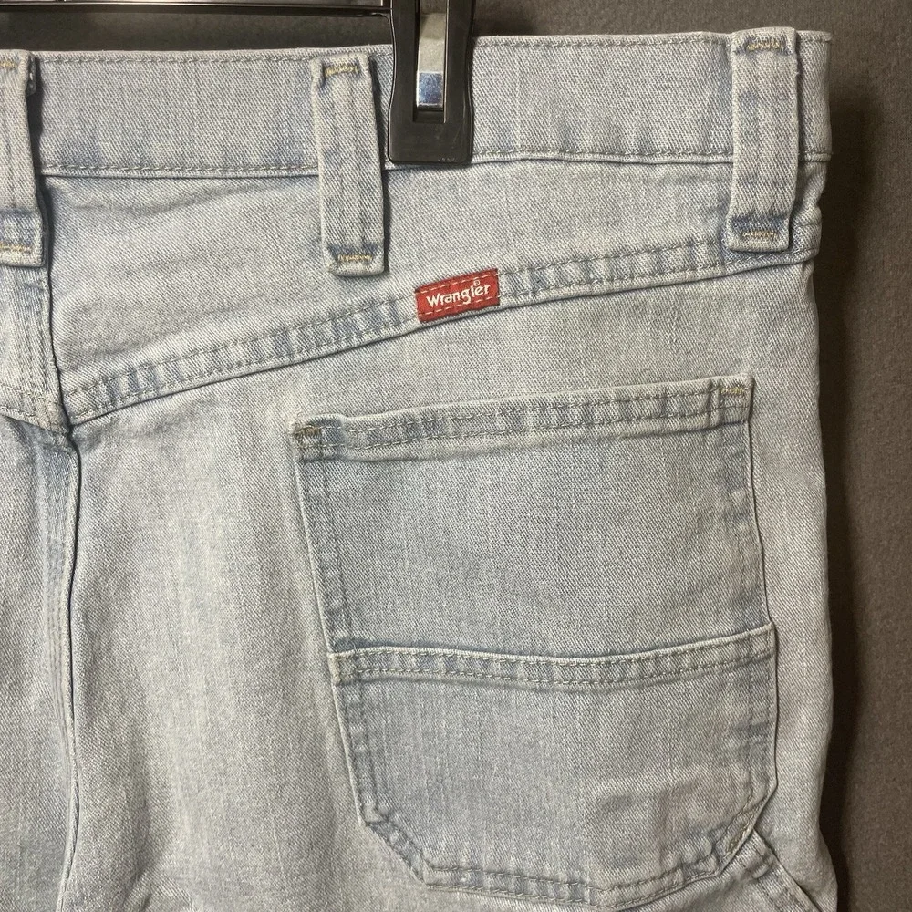 Wrangler Carpenter Shorts Mens 38 112315240 Light Wash Pockets Stretch Good